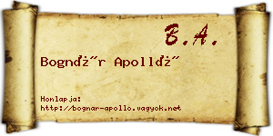 Bognár Apolló névjegykártya